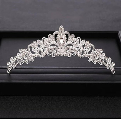 TRUJVE Crown & Tiara(Silver, Pack of 1)