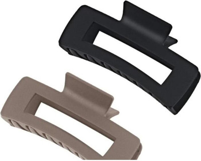 house of common Women And Girls Multi Rectangle Hair Clutcher Pack of 2 Hair Claw(Brown)