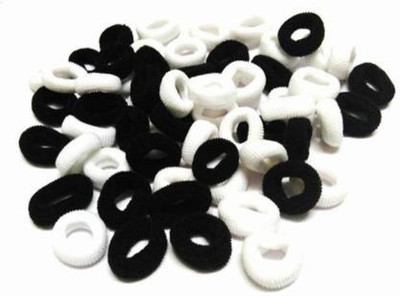 haiko Girl's Rabbit Ear Hair Tie Rubber Bands Style Ponytail Holder white & Black Hair Rubber Band (Pack of 30) Rubber Band(Black, White)