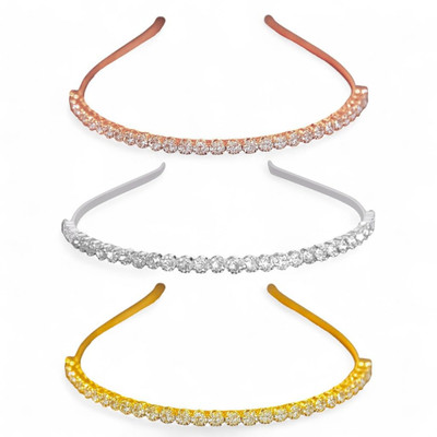 Freebies Pack of 3 Designer Diamond Hair Bands for Women & Girls Hair Band(Multicolor)