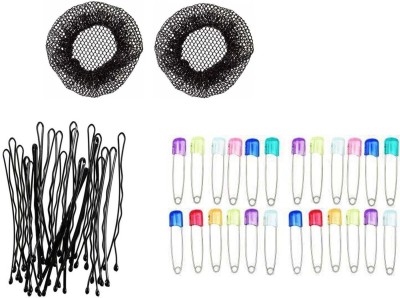 Sharum Crafts Juda Cover 2, 24pc Bobby Pin & 24 Multi Safety Pin Hair Accessory Set(Black)