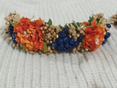 The Giftery Hair Bun,Juda,Gajra Flower Accessories for Women & Girls (ORANGE&BLUE) Bun(Orange)
