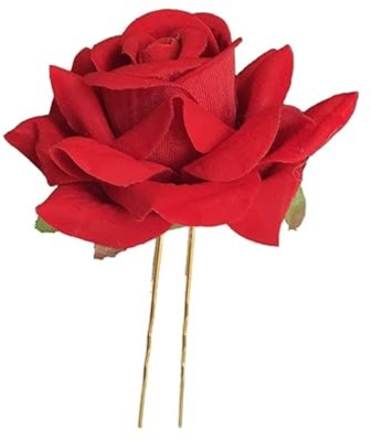 Rubela Rose red Flower Bun Maker Juda Pins Light Weight Hair Accessories pack of 1 Hair Pin(Red)