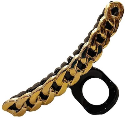 Diversa Large Hair Claw Clip Golden Chain Design Clutcher for Women & Girls, Pack of 2 Hair Claw(Black, Gold)