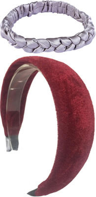 Munavi Elastic Rubber Hair Band hair combo(Silver, Red)