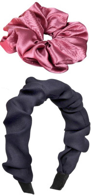 Munavi Elastic Rubber Hair Band hair combo(Pink, Black)