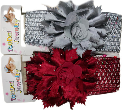 KOTTYKOTTY Combo pack of 2 in grey and wine red baby hair band Hair Band(Multicolor)
