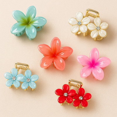 Monvessa Flower Hair Clips for Women & Girls | Non-Slip Claw Clips Pack of 6 (Multicolor) Hair Clip(Multicolor)