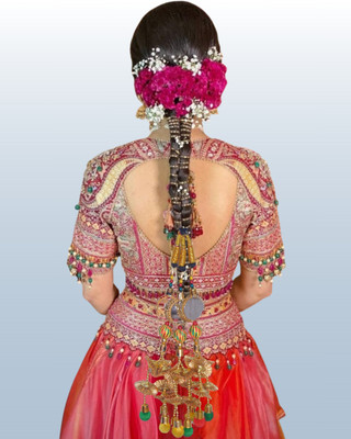 Sunduseva Punjabi Paranda/PARANDI Heart Shape Braid Extension Gold for Girls Women Braid Extension(Multicolor)