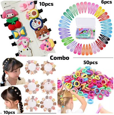 K.V.Y. Collection Baby girls hair accessories hair clips rubber bands clips set 76pcs Hair Accessory Set(Multicolor)