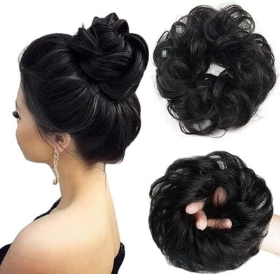 Views 1 PCS Hair Bun Hairpieces of Synthetic Black Hair Bun Artificial Juda for Women Bun(Black)