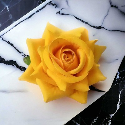 MICLAC Artificial yellow rose flowers clips for hair -pack of 1 Hair Clip(Yellow)