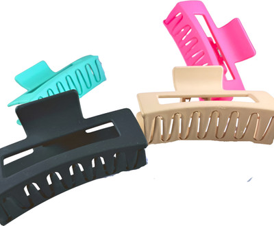 RoopSanskar Set of 6 Matte Finish Rectangle Hair Claw Clips – Medium Size Hair Claw(Multicolor)