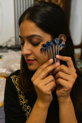 HNB23 Blue Butterfly Hair Pins Set for Women & Girls – Fancy Party WearAccessories Hair Accessory Set(Blue)