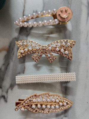 DELEENA Korean Party Hair Clips For Women & Girls || Pack of 4|| Hair Clip(Pink)