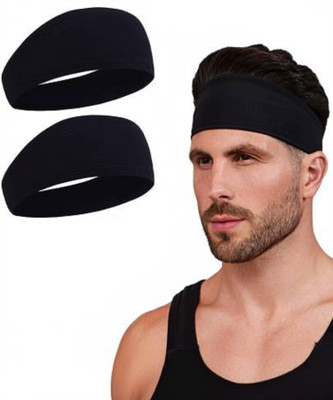 CozyFox Unisex Headbands for Men Women, Sweat Wicking Headbands for Sports PACK OF- 2 Head Band(Black)