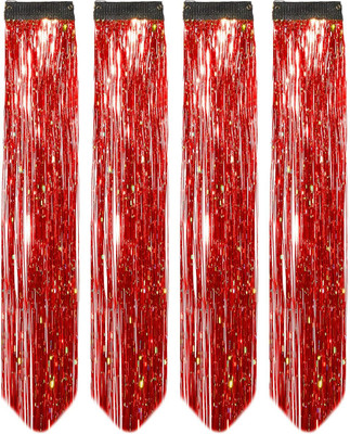 VIVIAN 4pc Glitter  Streak/ Extensions For Women (MAROON) Hair Extension
