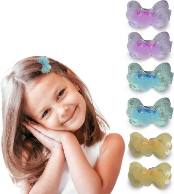 Lykaa Sequence Design Glitter Butterfly Shape Hair Tic Tac Clips & Bows - (Pack of 6) Tic Tac Clip(Multicolor)