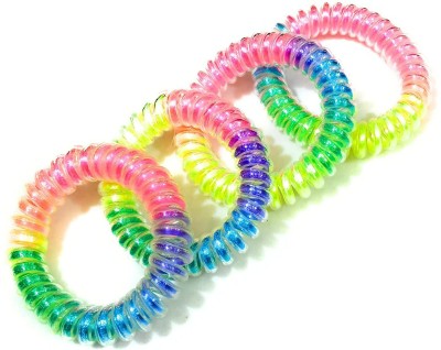 Rubela 4 Pcs Spiral Elastic Hair Tie Rubber Bands For Girls and Women - multiColor Hair Band(Black, Blue, Green, Pink, Red)