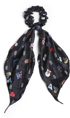 Harshala agro process BTS black scarf scruncies randomly keychain recive Rubber Band(Black)