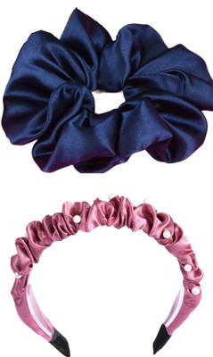 Munavi Elastic Rubber Hair Band hair combo(Blue, Pink)