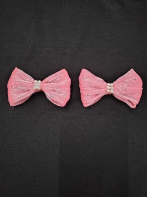 Hunr Mini Bow/hair pin Girl's & women Organza fabric Hair Clip(Pink)