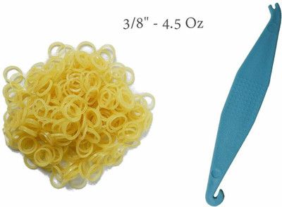 Dentosmile Orthodontic Intraoral Latex Elastics, Size 3/8'' - 4.5 Oz | Dental elastics| Tooth Colours Pack of 100 Pcs + Placer for Braces Rubber Band(Yellow)