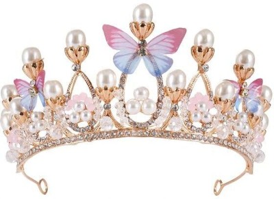 KDG TREADS Emergity Crystal Tiara Crown, Pearl Crown for Princess Costumes Hair Band(Multicolor)