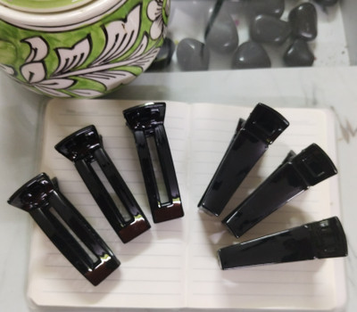 DELEENA Bold Black Banana Clutcher For Women & Girls||Pack of 6|| 2 Unique Design|| Banana Clip(Black)