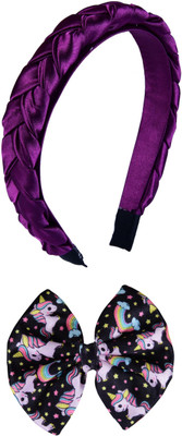 Munavi Elastic Rubber Hair Band hair combo(Purple, Black)