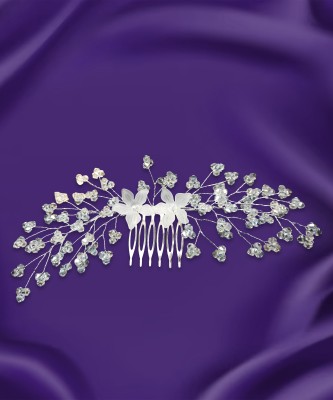 ZYNAAA Artificial Flowers & Pearl Style Juda Bun Accessories Bun Clip(White)