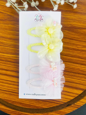 Radhya Accessories Flower Tic-Tac Clips Combo Card (Pack of 4) Design 5 Hair Clips for Girls Kids Tic Tac Clip(Multicolor)