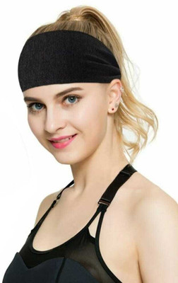 Maa Hosiery mens & womens [pack of 1] Solid Runing sweat Head Band Wicking Hair Wrap Elastic Rubber Band(Black)