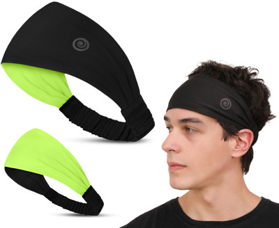 Athmonk Lycra Multipurpose Reversible Headband for Men Women Head Band(Green)