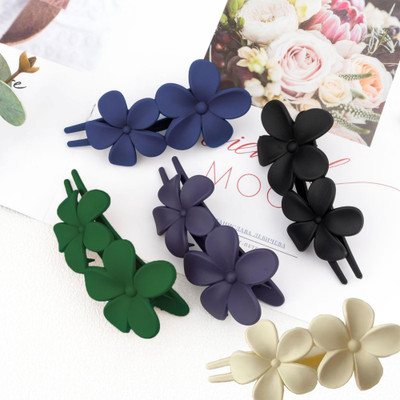 Freebies Matte Flower Hair Clips for Women | Korean Juda Clip Pack of 4 Hair Clip(Multicolor)