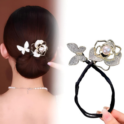 Diversa Korean Juda Bun Maker for Women & Girls, Flower Bun Maker for Party, Pack of 1 Bun Clip(Silver)