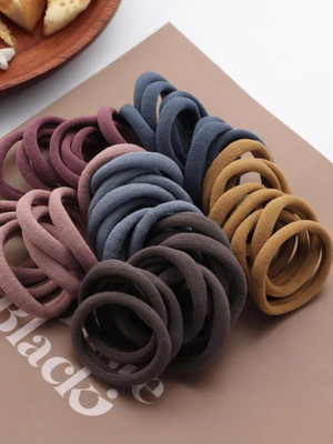 house of common 30 PC Ponytail Stretchable Dark Colors Hair Bands For Women Rubber Band(Multicolor)