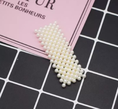 Proplady Designer Collection Stylish Pearls Embellished Metallic Wide Hair Clip, Pin,Hair Brooch for Girls and Women Hair Clip(White)