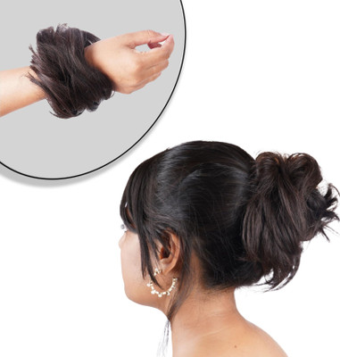 RefynHair Women Messy Hair Extensions Voluminous Bun for Womens Medium Brown-1 PC(25 GR) Bun(Brown)