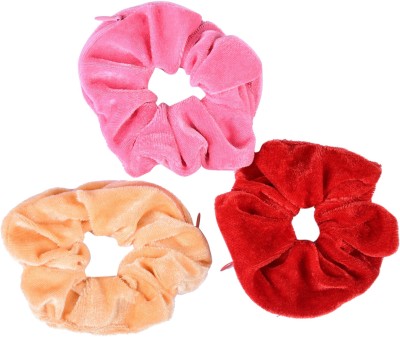 NNR VELVET ZIP HAIR SCRUNCHIES Rubber Band(Orange, Red, Pink)