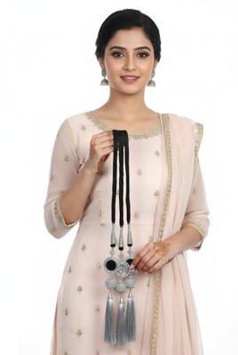 Ritzkart Mirror Work Zari Hair Parranda Choti – 30 Inch Elegant Punjabi Braid Braid Extension(Grey)