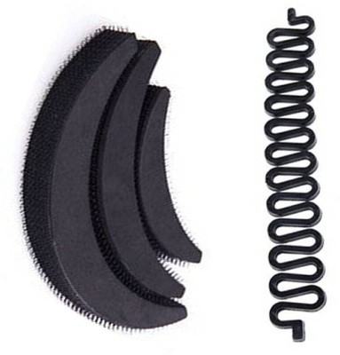 Pranavi Collection Banana Clip/French Braid Maker | Set of 3 Bumpet & 1 Braid tool | Hair Accessory Set(Black)