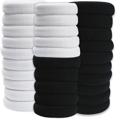 Nihshiv Hub Black and white Color Elastic Hair Bands 150 Pics Rubber Band(White, Black)