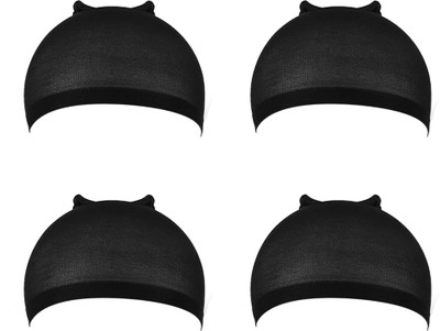 ABS Free Size Hair Mesh Net Cap for Wig Black (4 Pcs) Hair Accessory Set(Black)