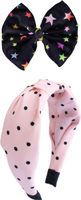 Munavi Elastic Rubber Hair Band hair combo(Black, Pink)