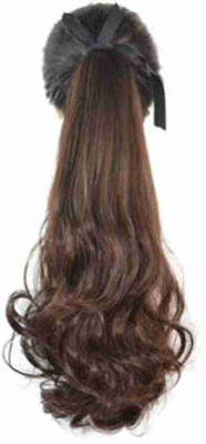 Rizi Curly Drawstring Ponytail Long Natural Look 40CM Length Brown Color maya15a Bun Stick(Brown)