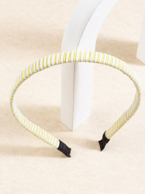 Dressberry Women Yellow White Striped Hairband Hair Band(Yellow)