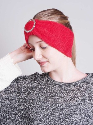 Bharatasya Feather Soft Knitted Warm Woolen Headband for Women Head Band(Red)