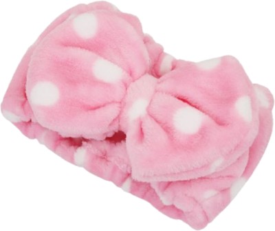 Red Square Facial Spa Makeup Cleansing Cute Bow Velvet Elastic Headband (Pack of 1) Head Band(Pink)