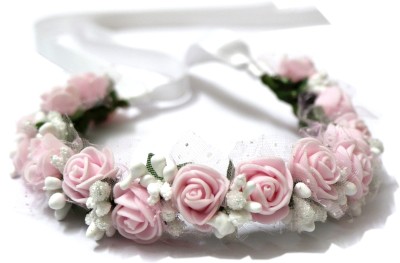 Loops n knots Princess Collection Pink & White Tiara for Girls & Women-& Wedding Head Band(Pink)